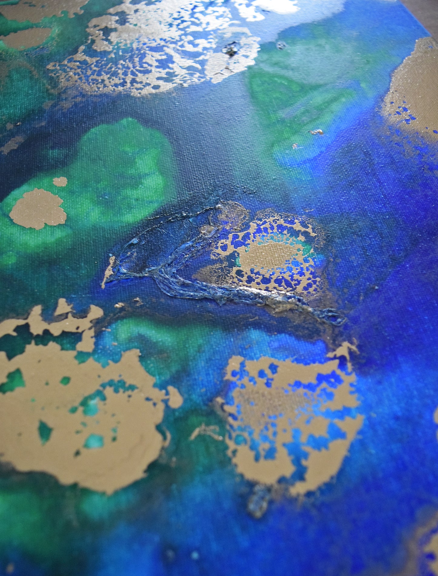 Leinwand Wandbild Acryl Aryclleinwand "Gold Islands" mit Goldverzierung