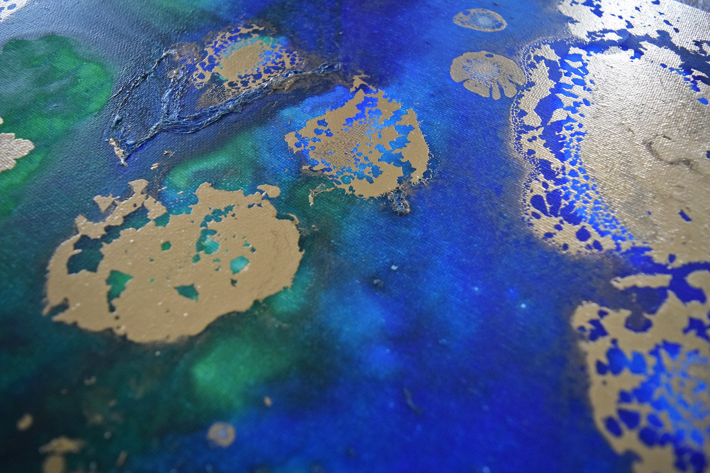 Leinwand Wandbild Acryl Aryclleinwand "Gold Islands" mit Goldverzierung