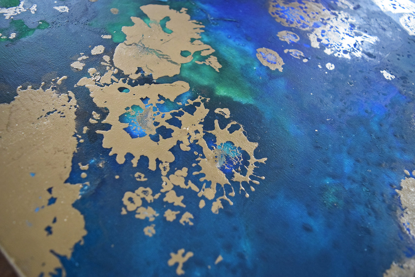 Leinwand Wandbild Acryl Aryclleinwand "Gold Islands" mit Goldverzierung