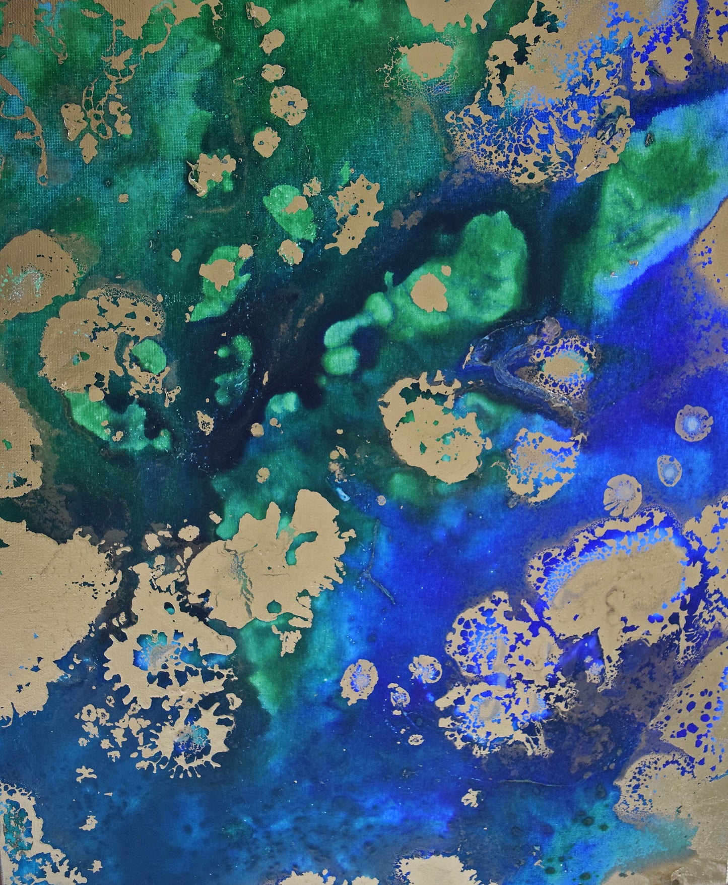Leinwand Wandbild Acryl Aryclleinwand "Gold Islands" mit Goldverzierung