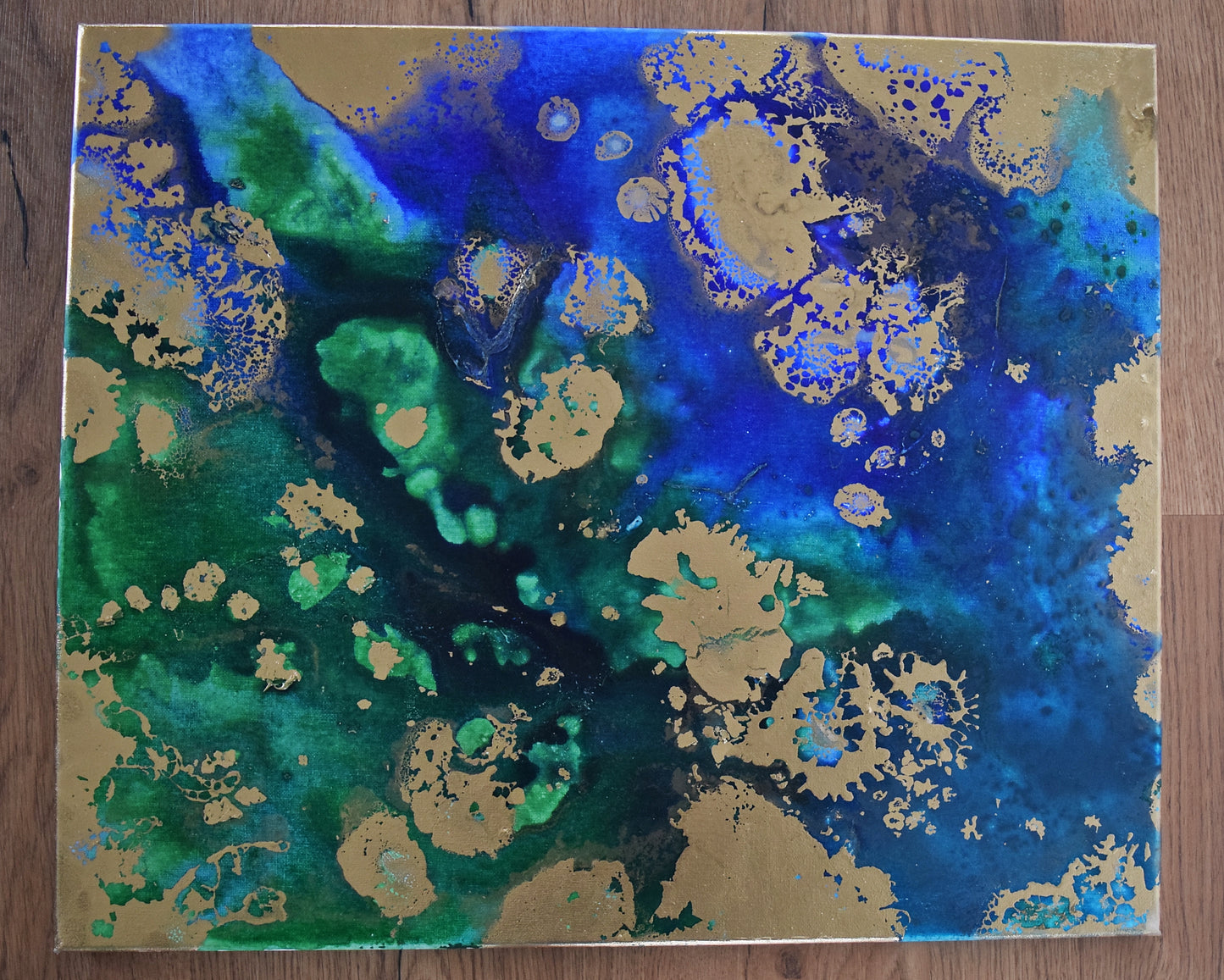 Leinwand Wandbild Acryl Aryclleinwand "Gold Islands" mit Goldverzierung