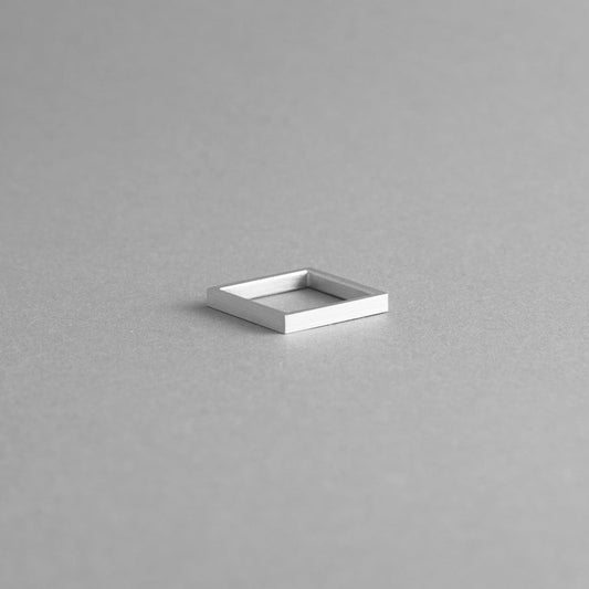 MINIMAL ALUMINUM RING | Sleek Geometric Square Ring-0