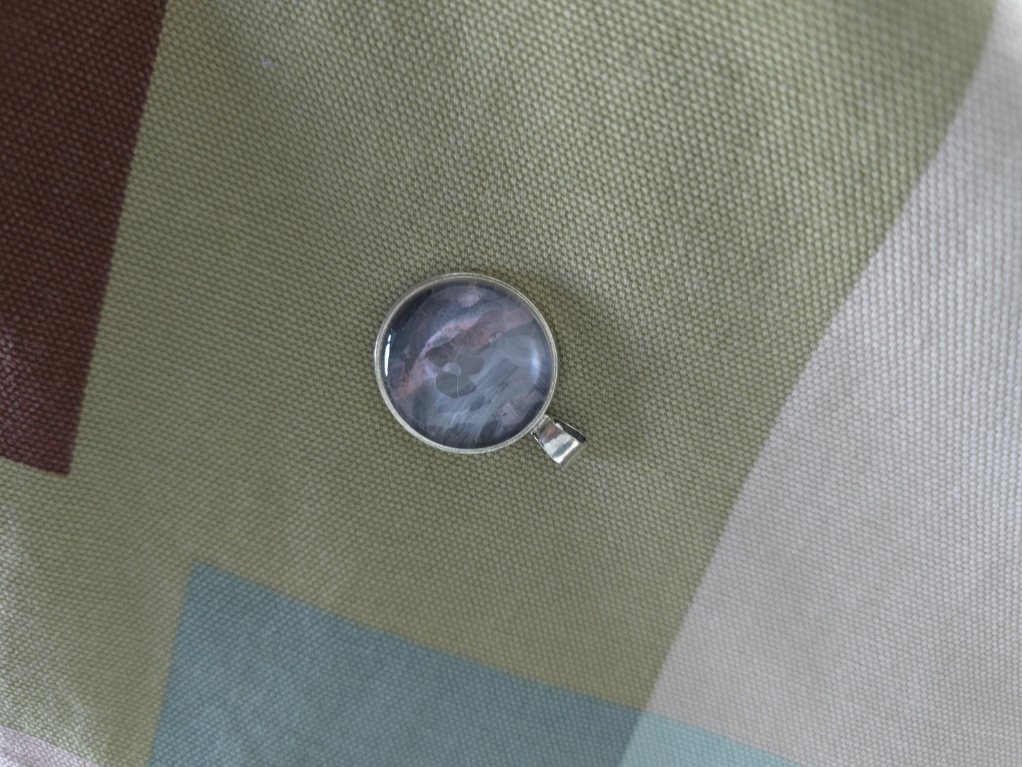 Unikat Acryl Anhänger Halskette Cabochon  Ø 25 mm