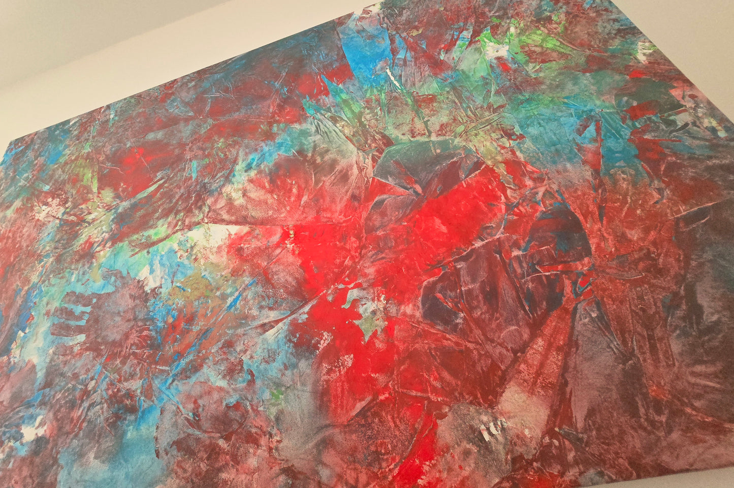 Leinwand Wandbild Acryl Aryclleinwand "love from green to blue to red"