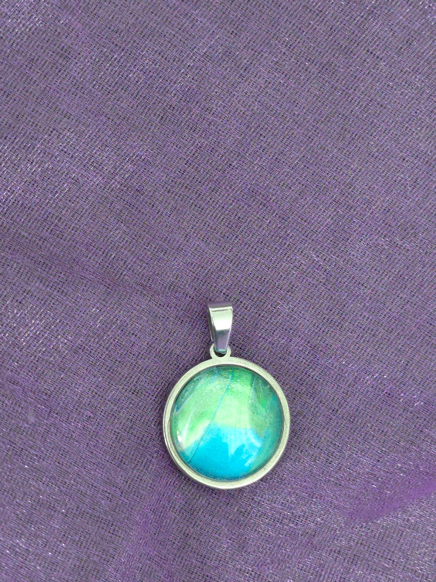 Unikat Acryl Anhänger Halskette Cabochon  Ø 18 mm