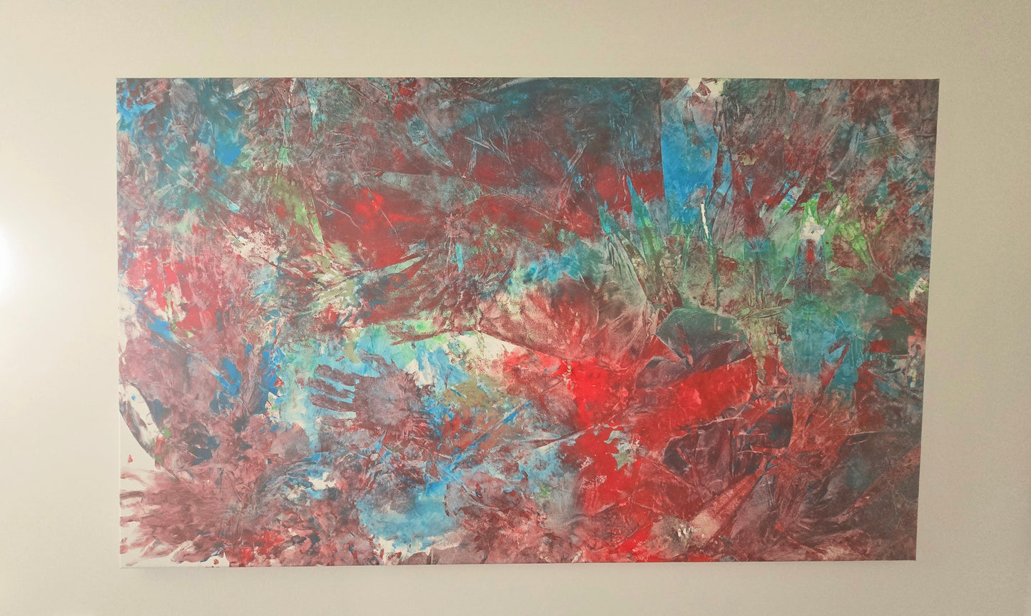 Leinwand Wandbild Acryl Aryclleinwand "love from green to blue to red"
