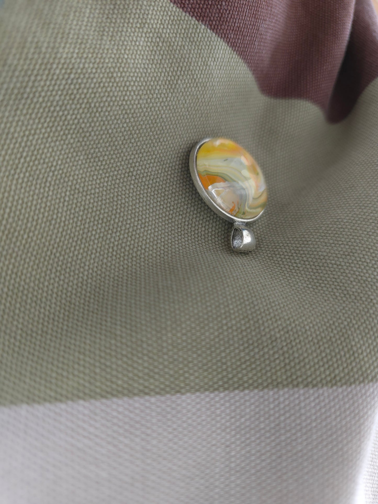 Unikat Acryl Anhänger Halskette Cabochon  Ø 25 mm