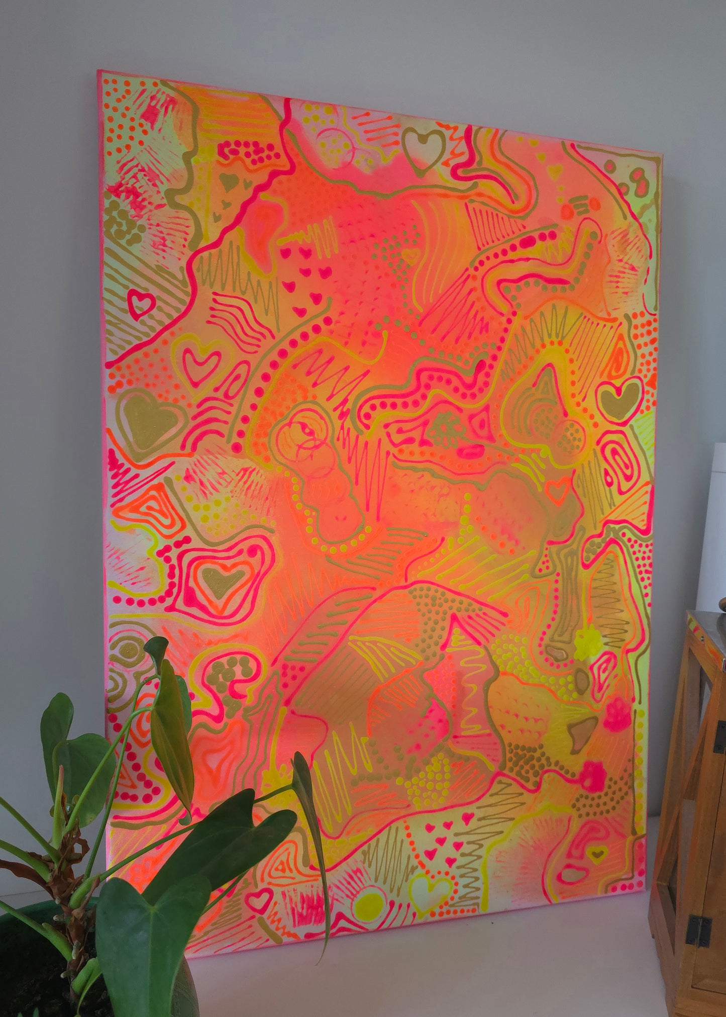 Leinwand Wandbild Acryl Aryclleinwand "Neon Wild Love"