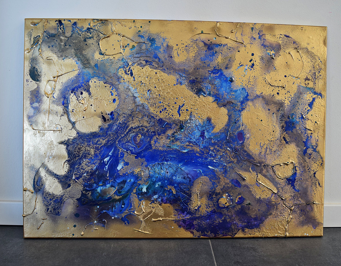 Leinwand Wandbild Acryl Aryclleinwand "Moon Night" mit Goldverzierung