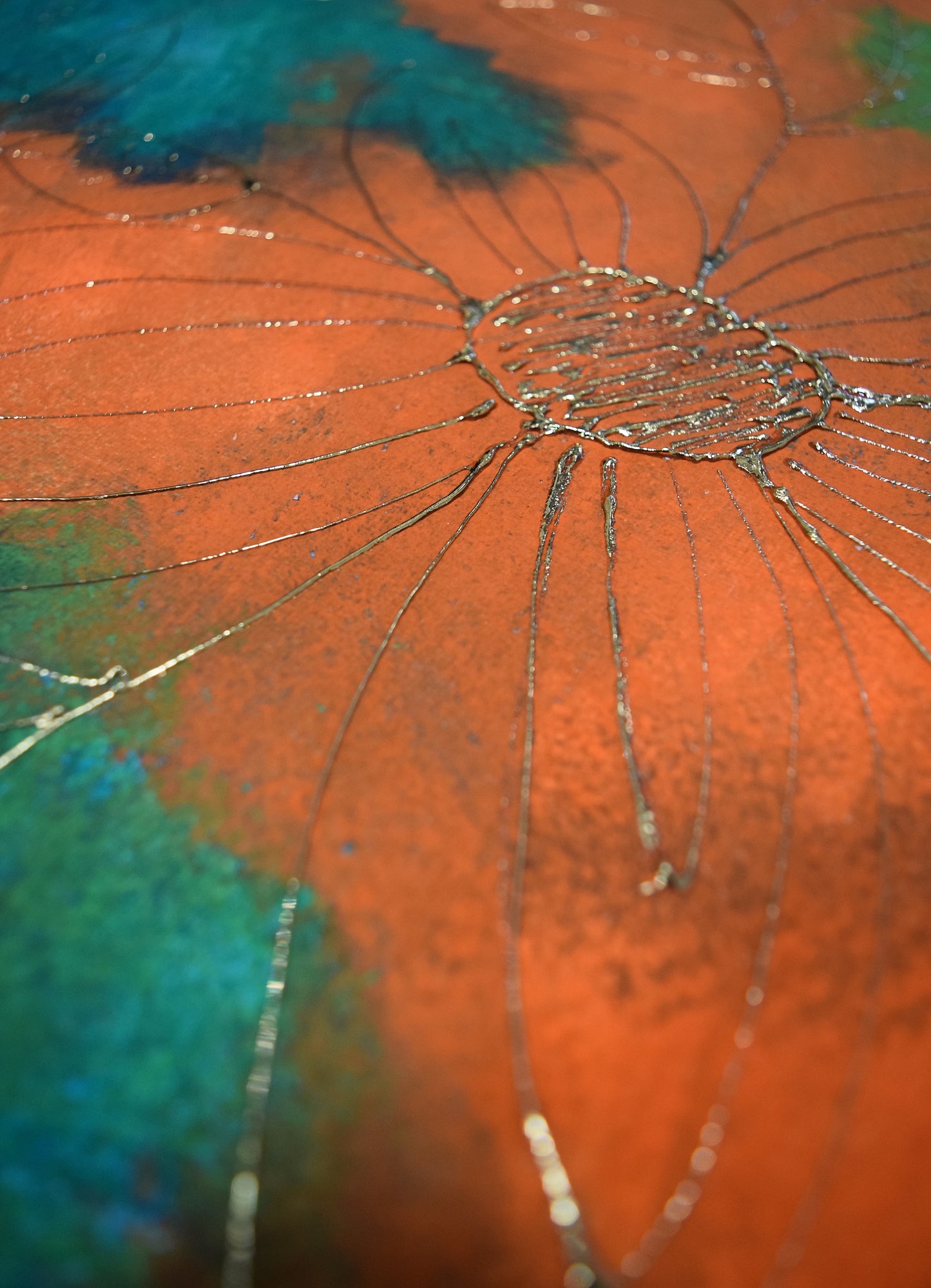 Leinwand Wandbild Acryl Aryclleinwand "Gold Flower" mit Blattgoldverzierung