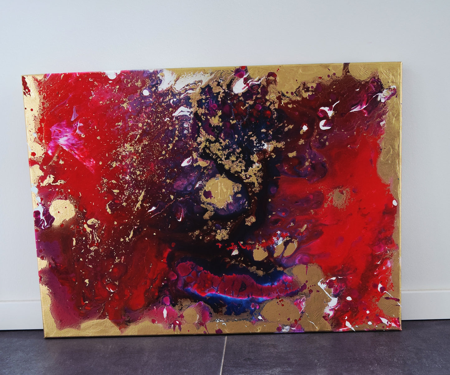 Leinwand Wandbild Acryl Aryclleinwand "New Love" mit Goldverzierung