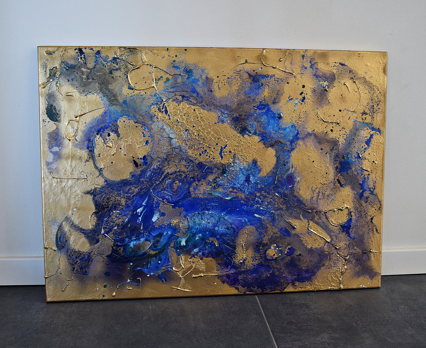 Leinwand Wandbild Acryl Aryclleinwand "Moon Night" mit Goldverzierung