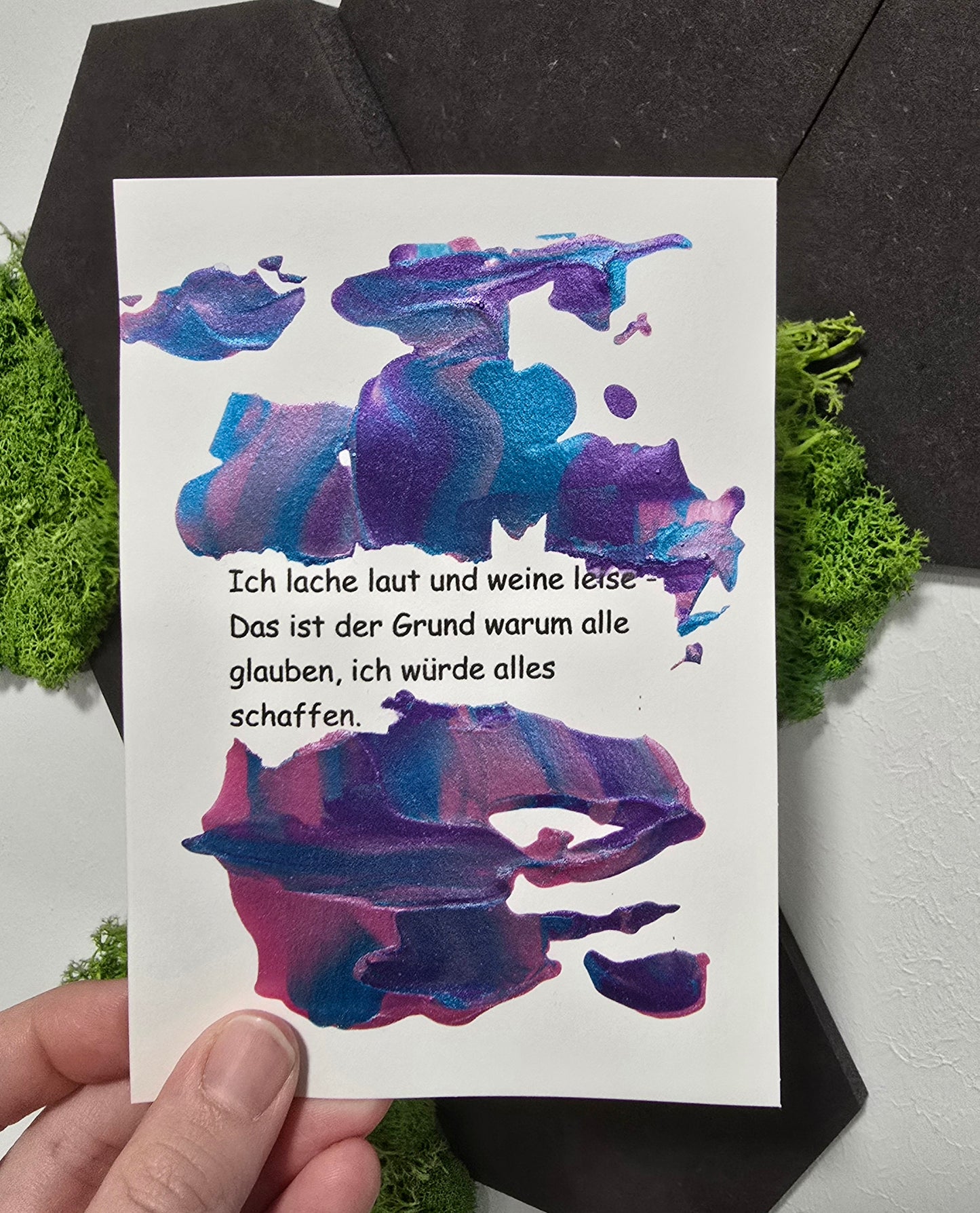 Postkarte Spruchkarte "Ich lache laut und weine leise"