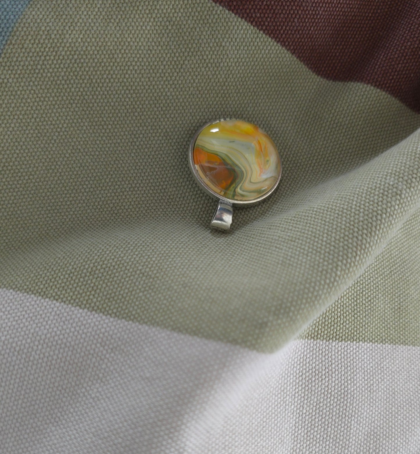Unikat Acryl Anhänger Halskette Cabochon  Ø 25 mm