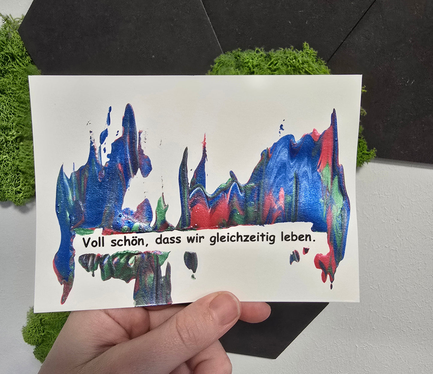 Postkarte Spruchkarte "Voll schön, dass wir gleichzeitig leben"