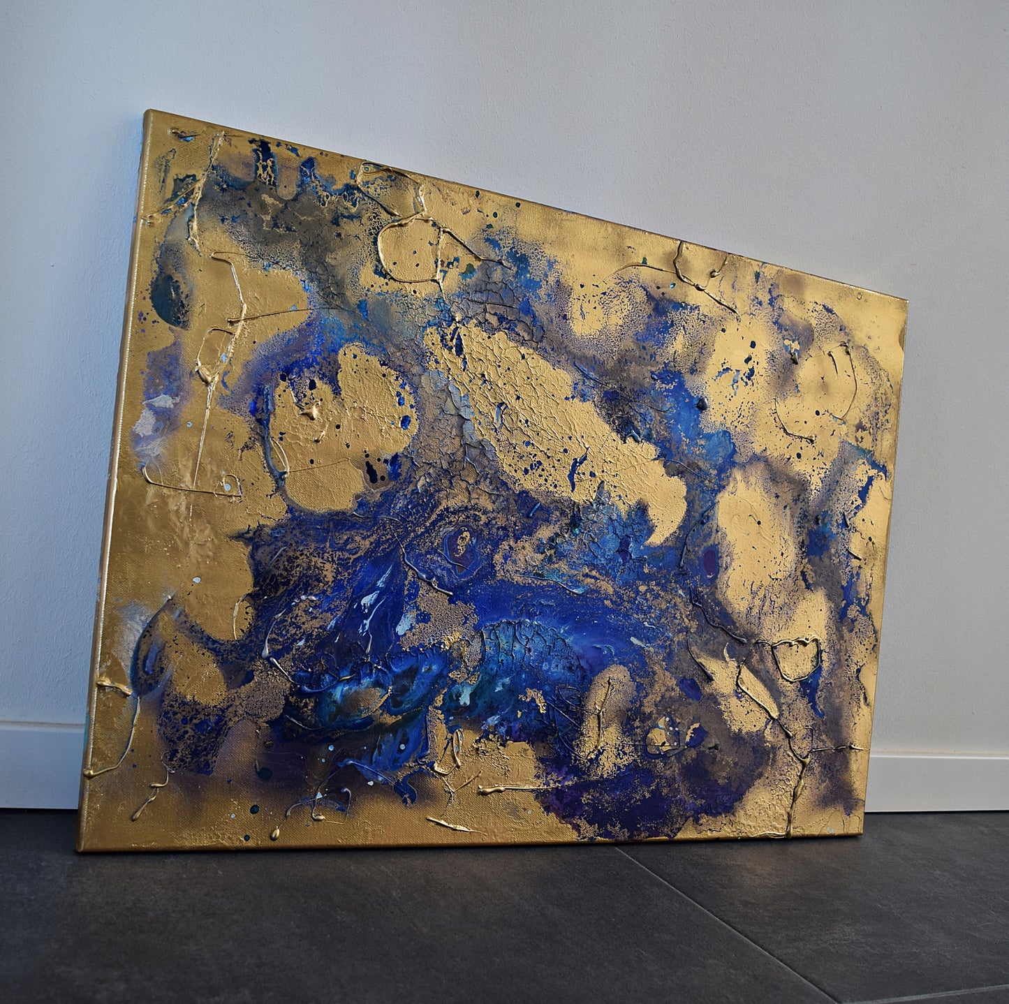 Leinwand Wandbild Acryl Aryclleinwand "Moon Night" mit Goldverzierung