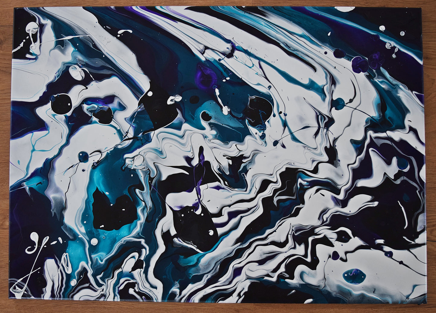 Leinwand Wandbild Acryl Arcylpouring Aryclleinwand "Ocean"