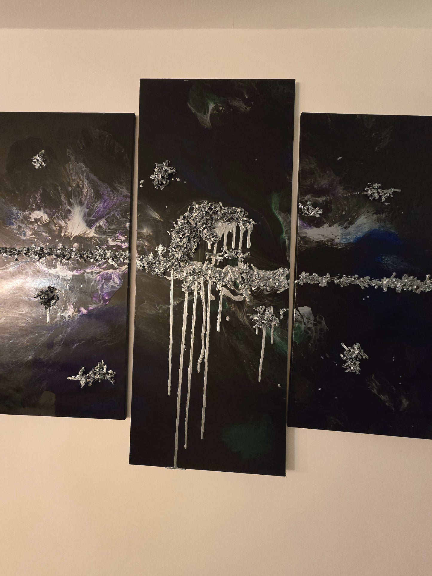 Leinwand Wandbild Acryl Arcylpouring Aryclleinwand "Galaxy" Set 5 Leinwände