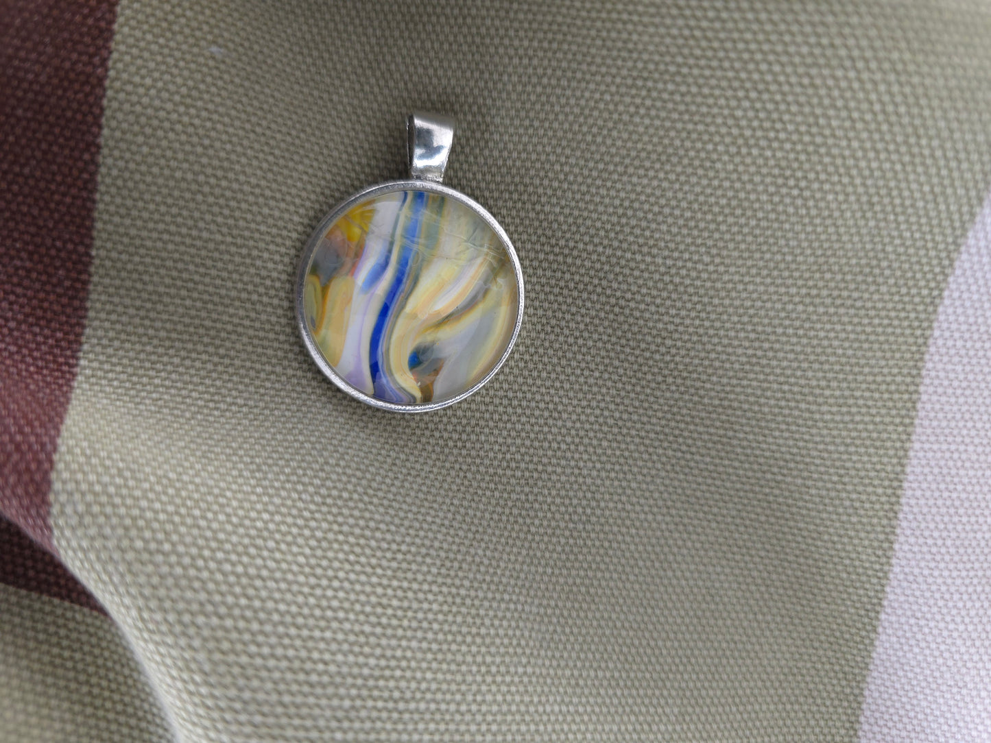 Unikat Acryl Anhänger Halskette Cabochon  Ø 25 mm