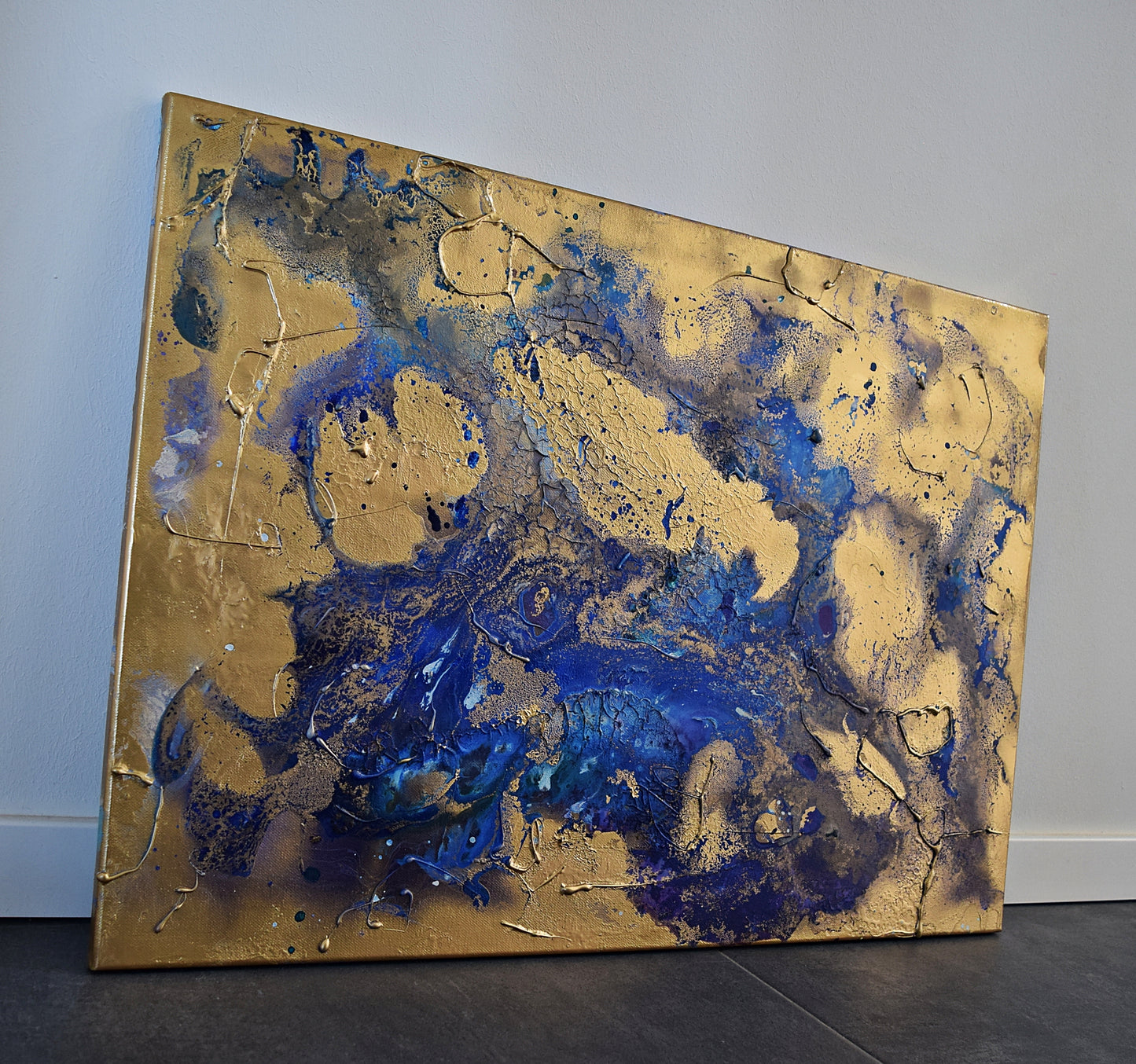 Leinwand Wandbild Acryl Aryclleinwand "Moon Night" mit Goldverzierung