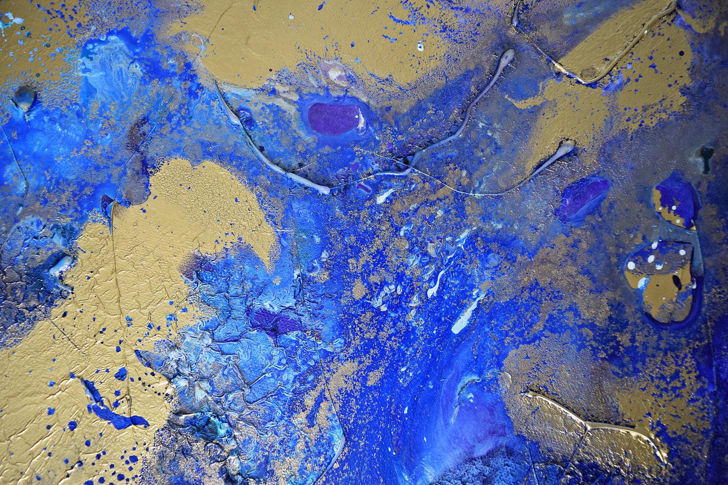 Leinwand Wandbild Acryl Aryclleinwand "Moon Night" mit Goldverzierung