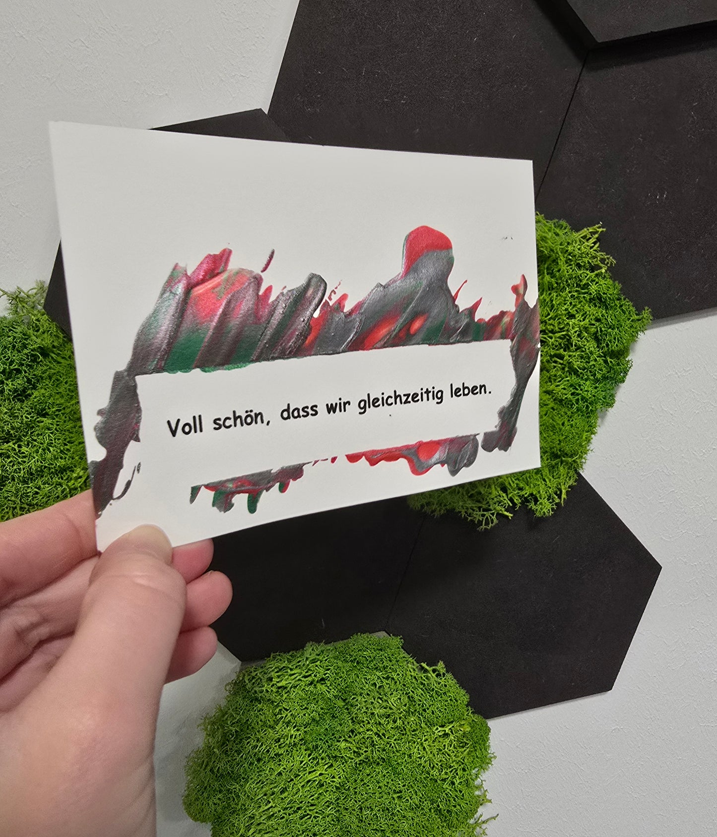 Postkarte Spruchkarte "Voll schön, dass wir gleichzeitig leben"