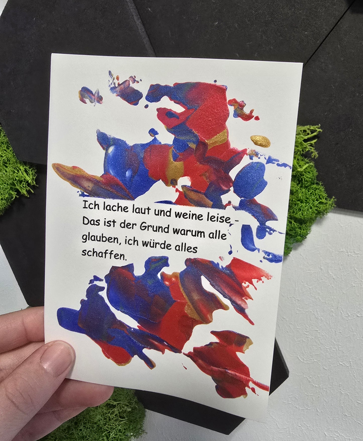 Postkarte Spruchkarte "Ich lache laut und weine leise"