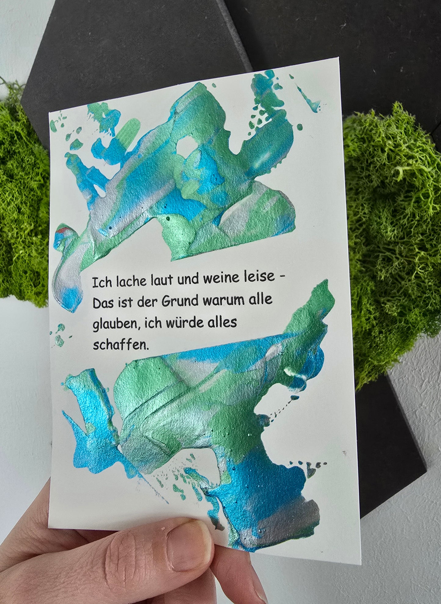 Postkarte Spruchkarte "Ich lache laut und weine leise"