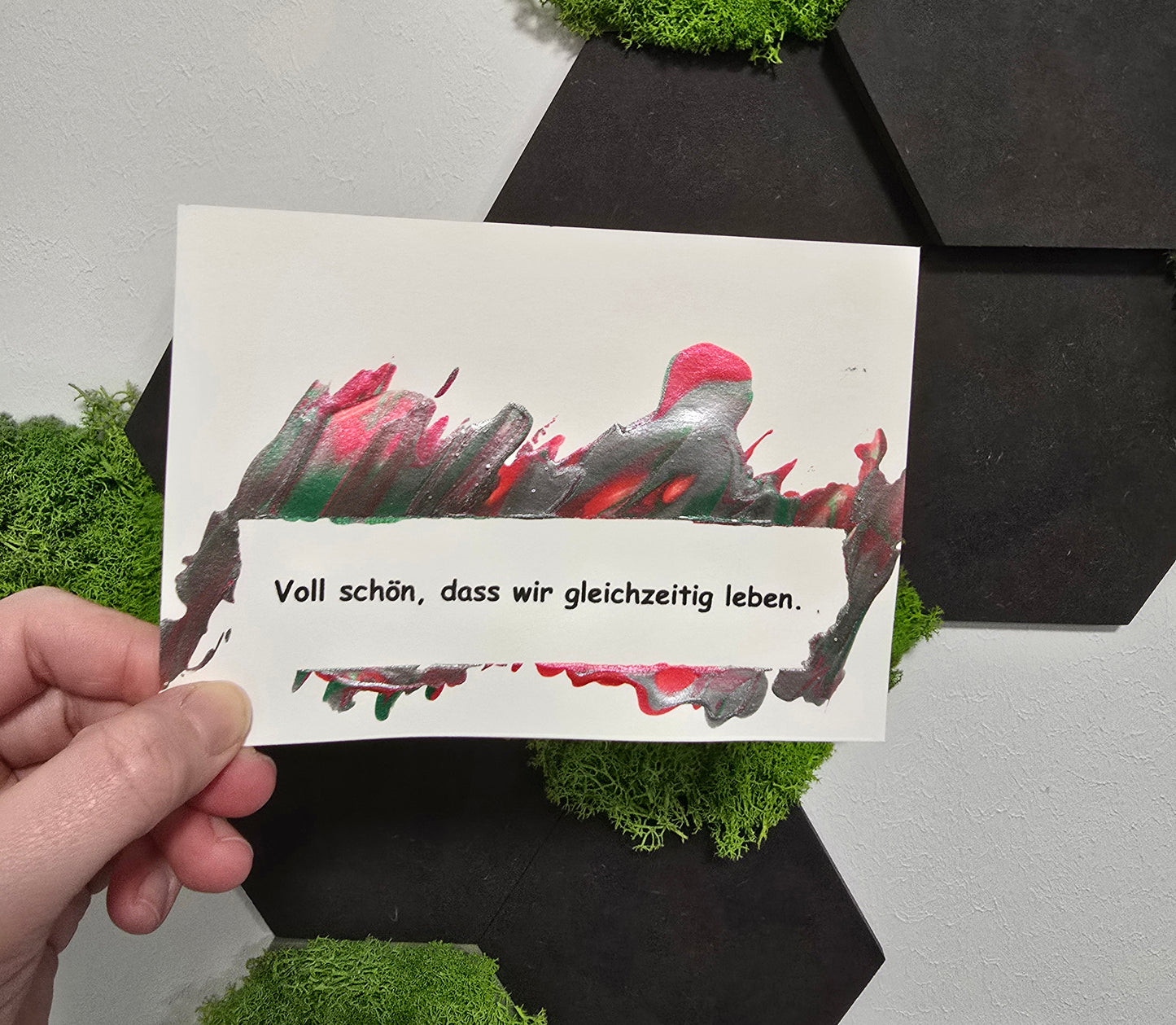 Postkarte Spruchkarte "Voll schön, dass wir gleichzeitig leben"