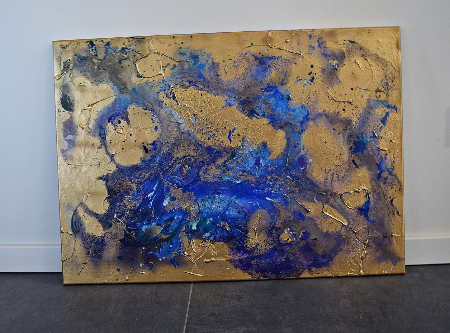 Leinwand Wandbild Acryl Aryclleinwand "Moon Night" mit Goldverzierung