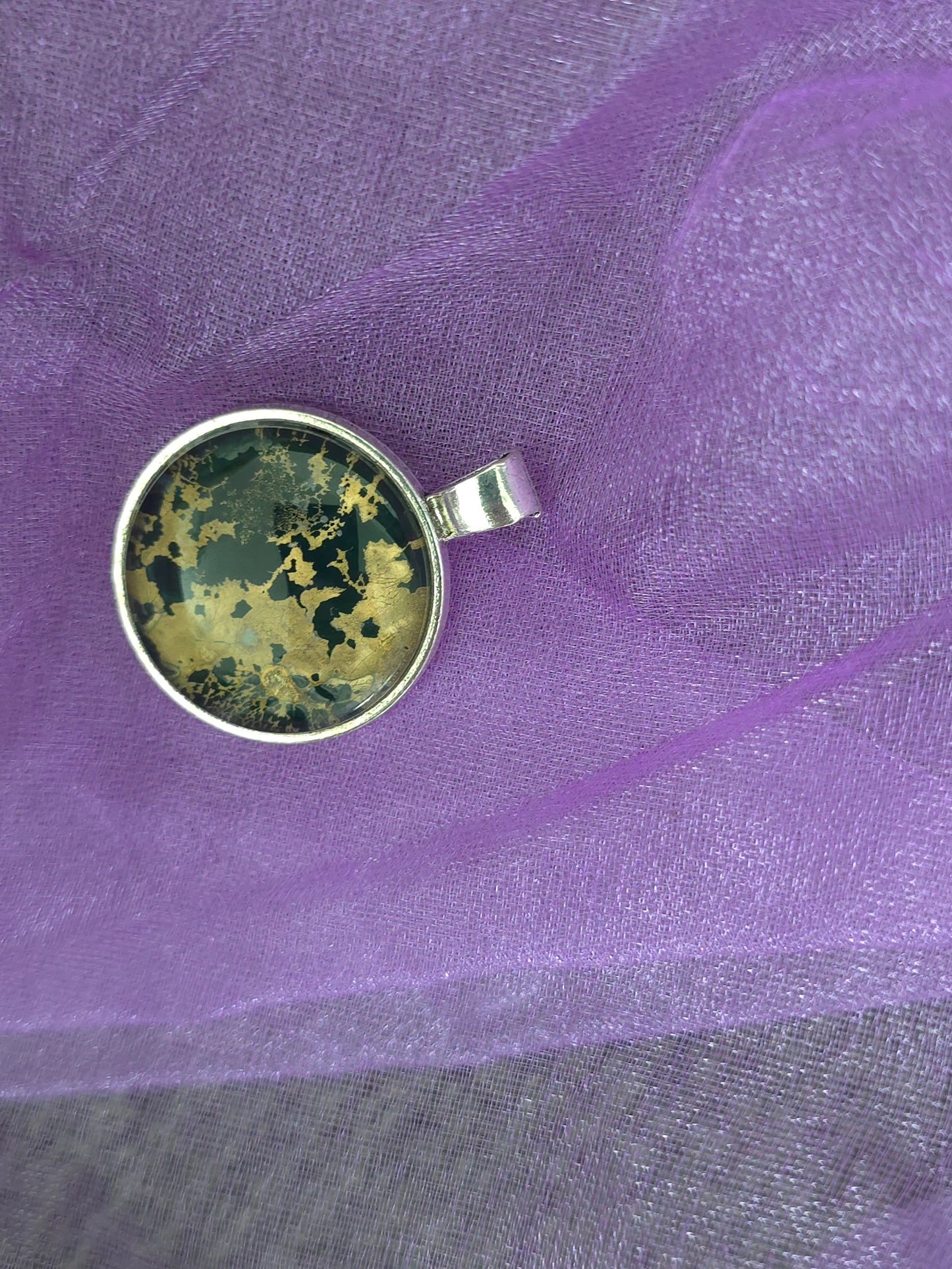 Unikat Acryl Anhänger Halskette Cabochon  Ø 25 mm