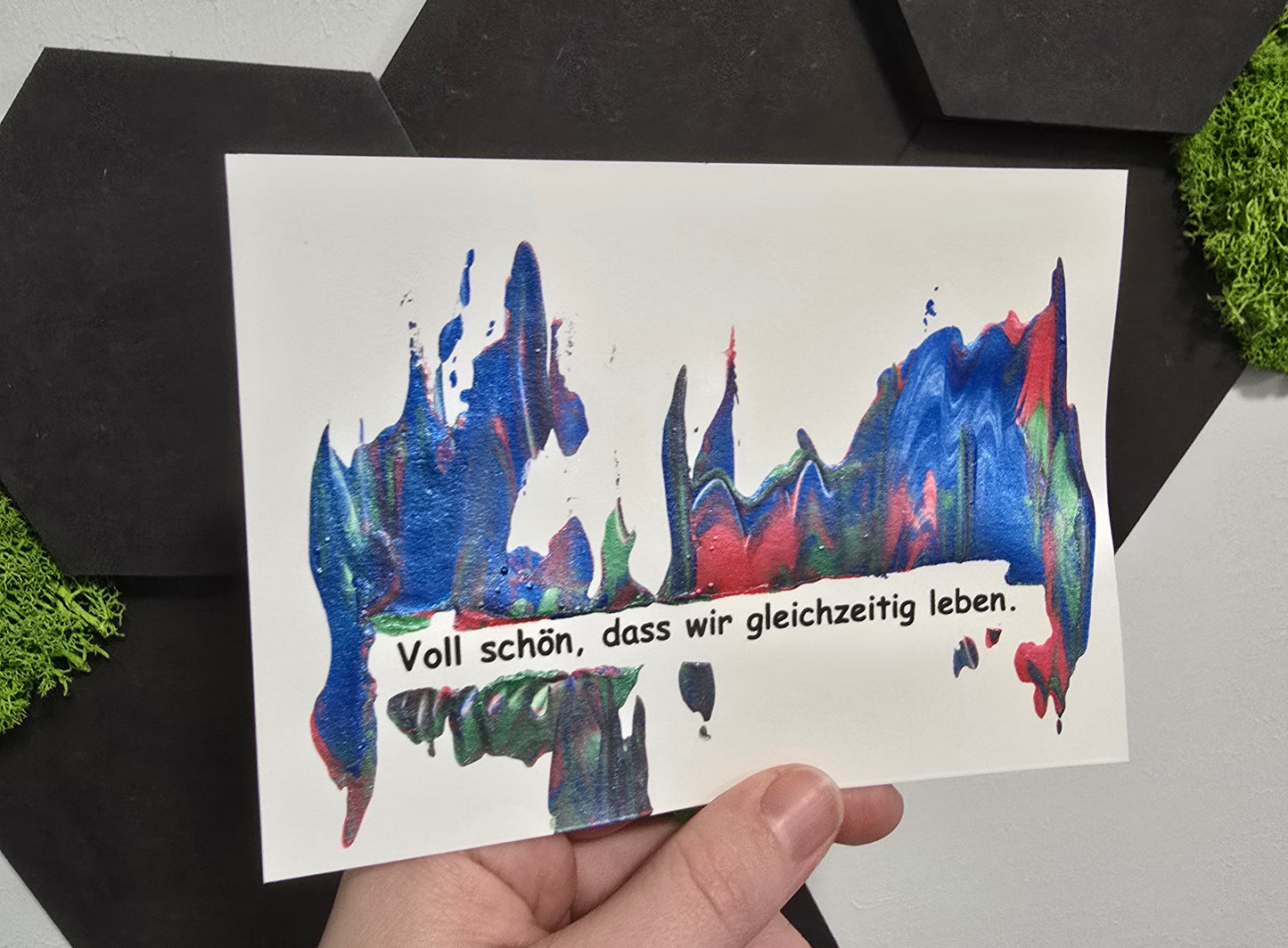 Postkarte Spruchkarte "Voll schön, dass wir gleichzeitig leben"