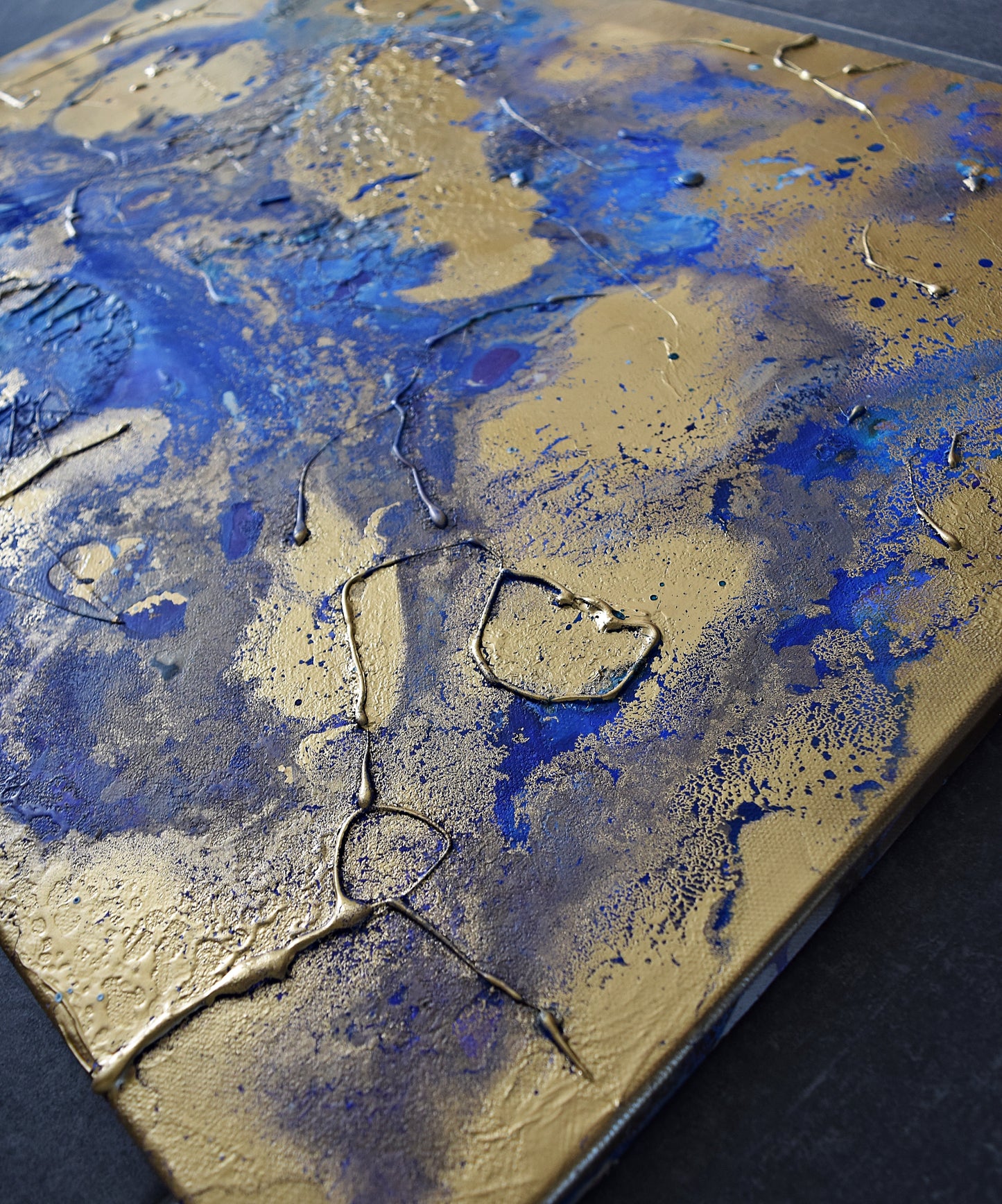 Leinwand Wandbild Acryl Aryclleinwand "Moon Night" mit Goldverzierung