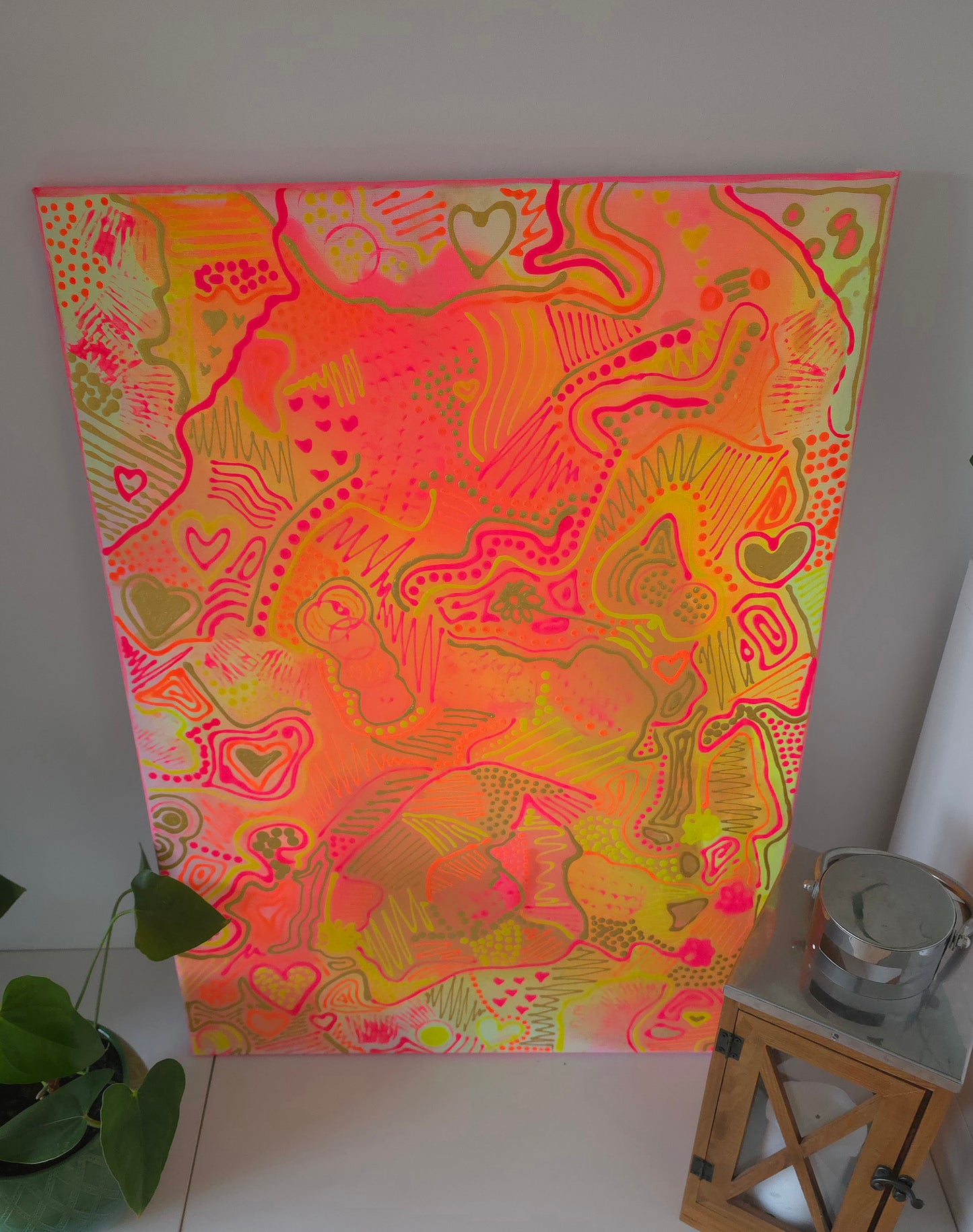 Leinwand Wandbild Acryl Aryclleinwand "Neon Wild Love"