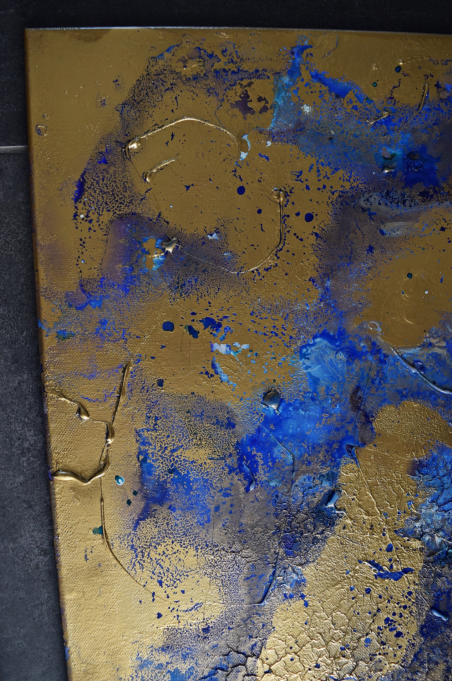 Leinwand Wandbild Acryl Aryclleinwand "Moon Night" mit Goldverzierung