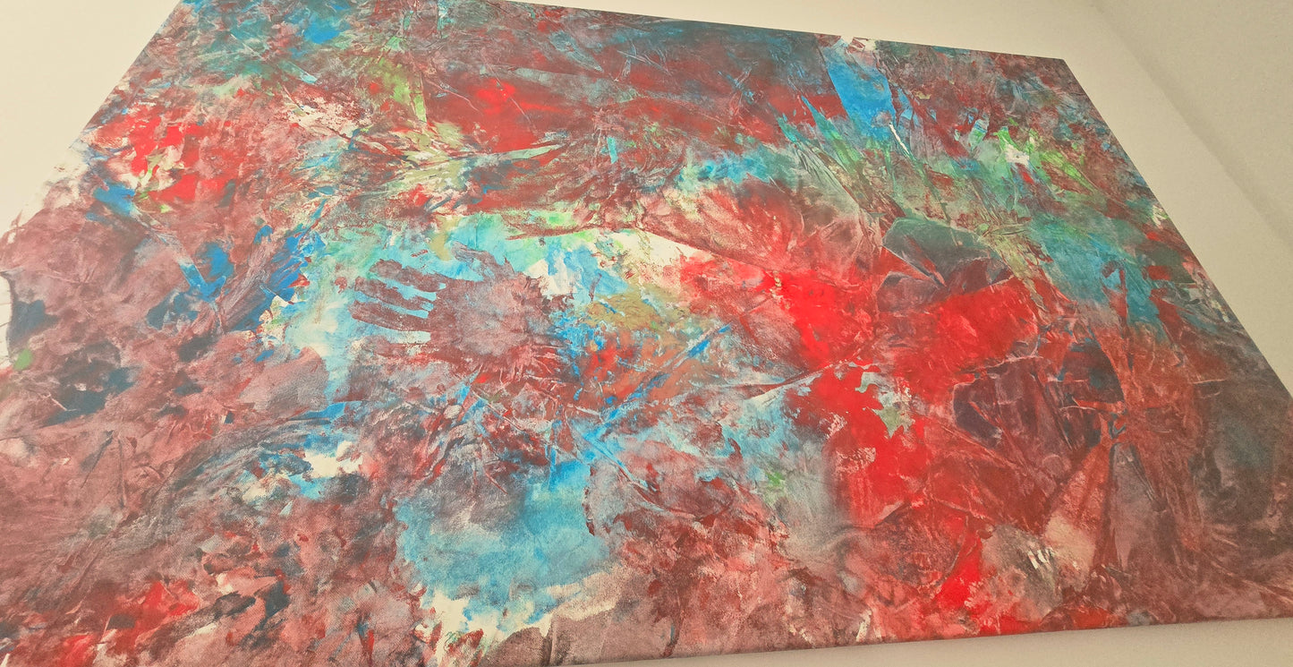 Leinwand Wandbild Acryl Aryclleinwand "love from green to blue to red"