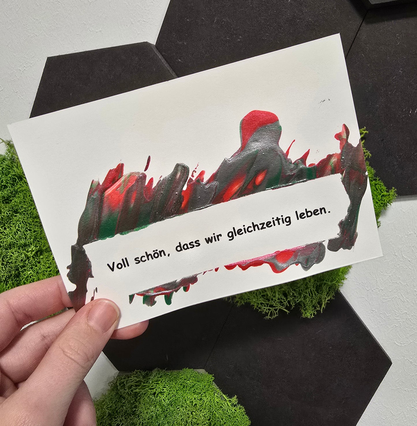 Postkarte Spruchkarte "Voll schön, dass wir gleichzeitig leben"