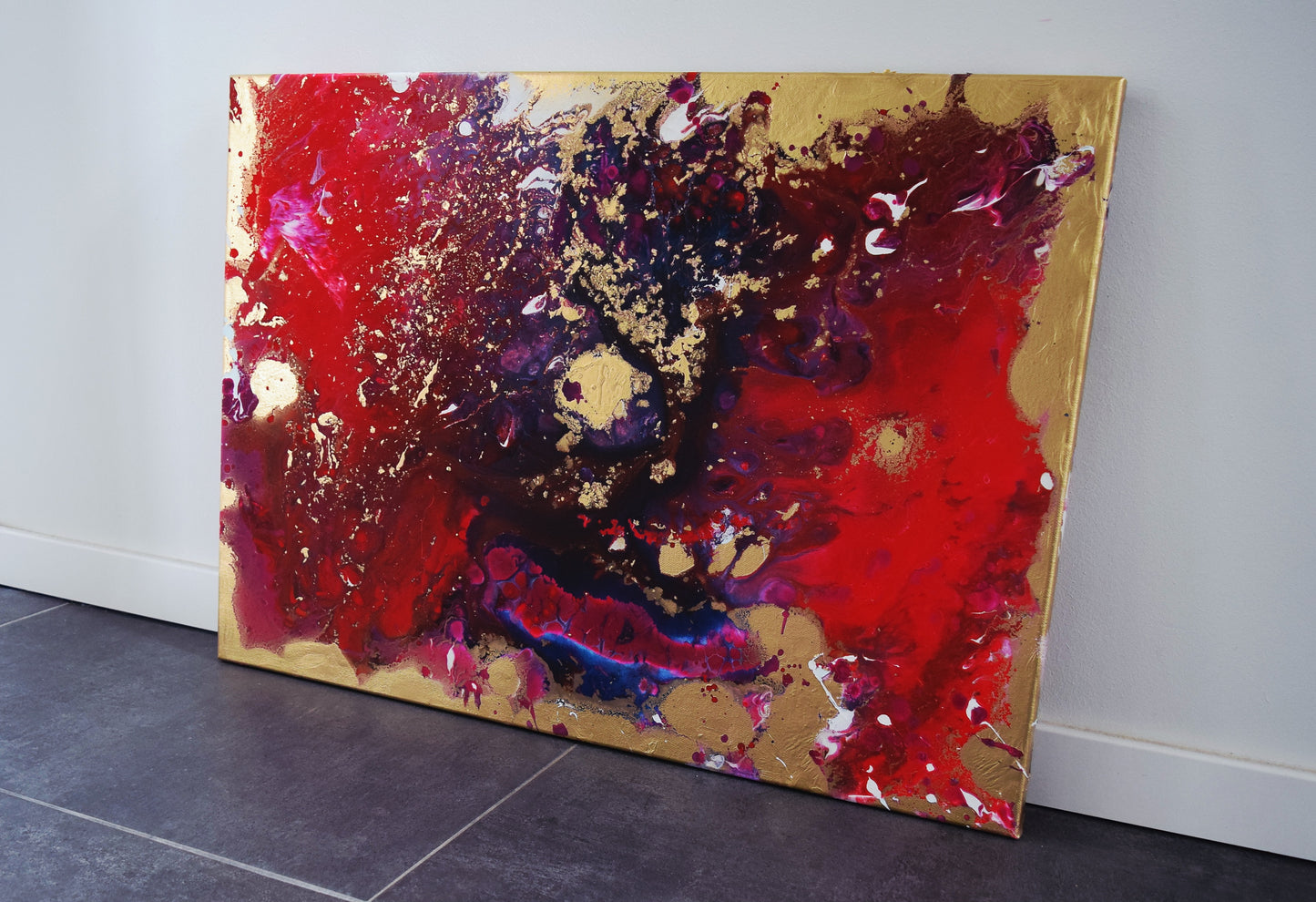 Leinwand Wandbild Acryl Aryclleinwand "New Love" mit Goldverzierung