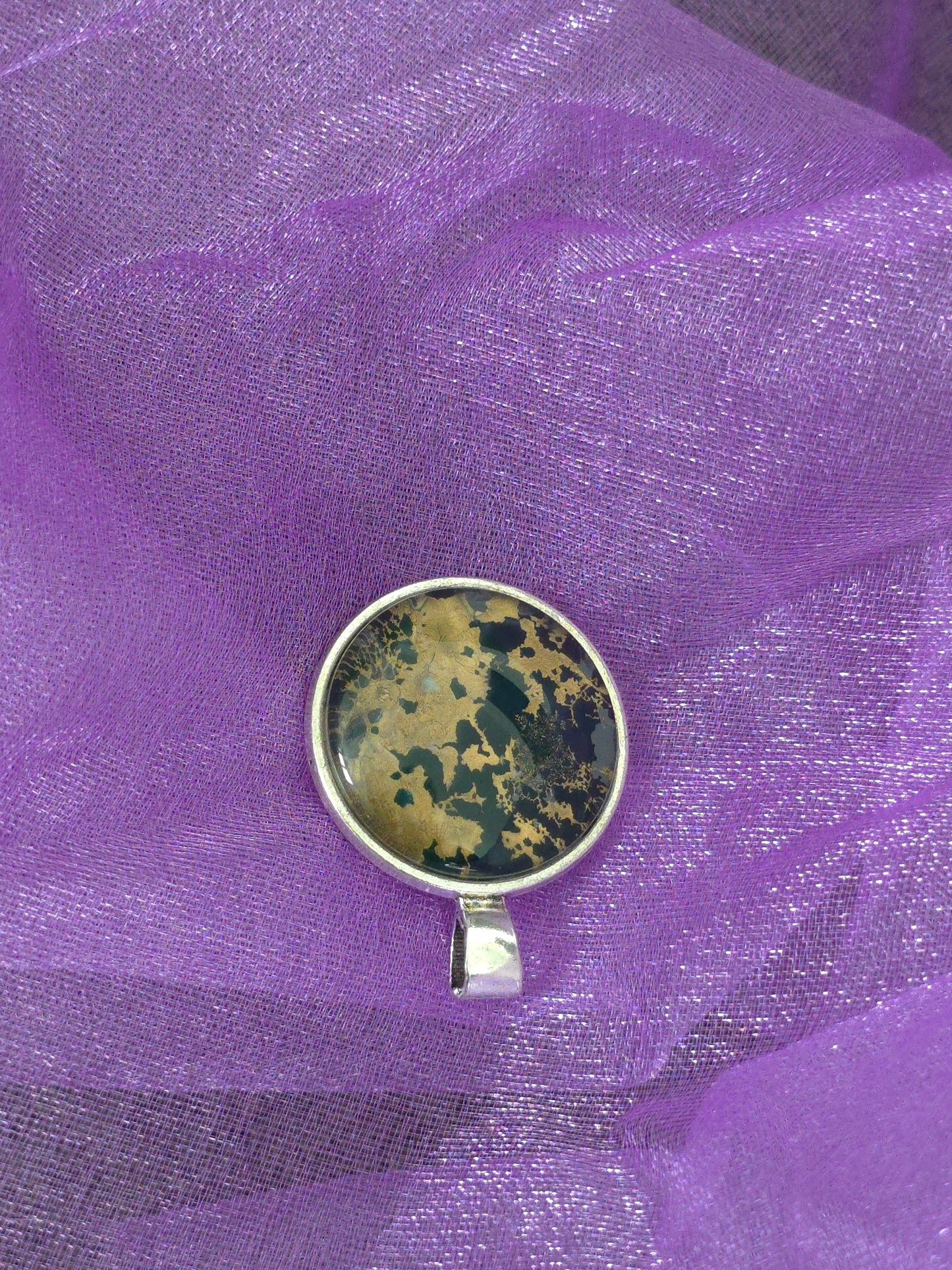 Unikat Acryl Anhänger Halskette Cabochon  Ø 25 mm