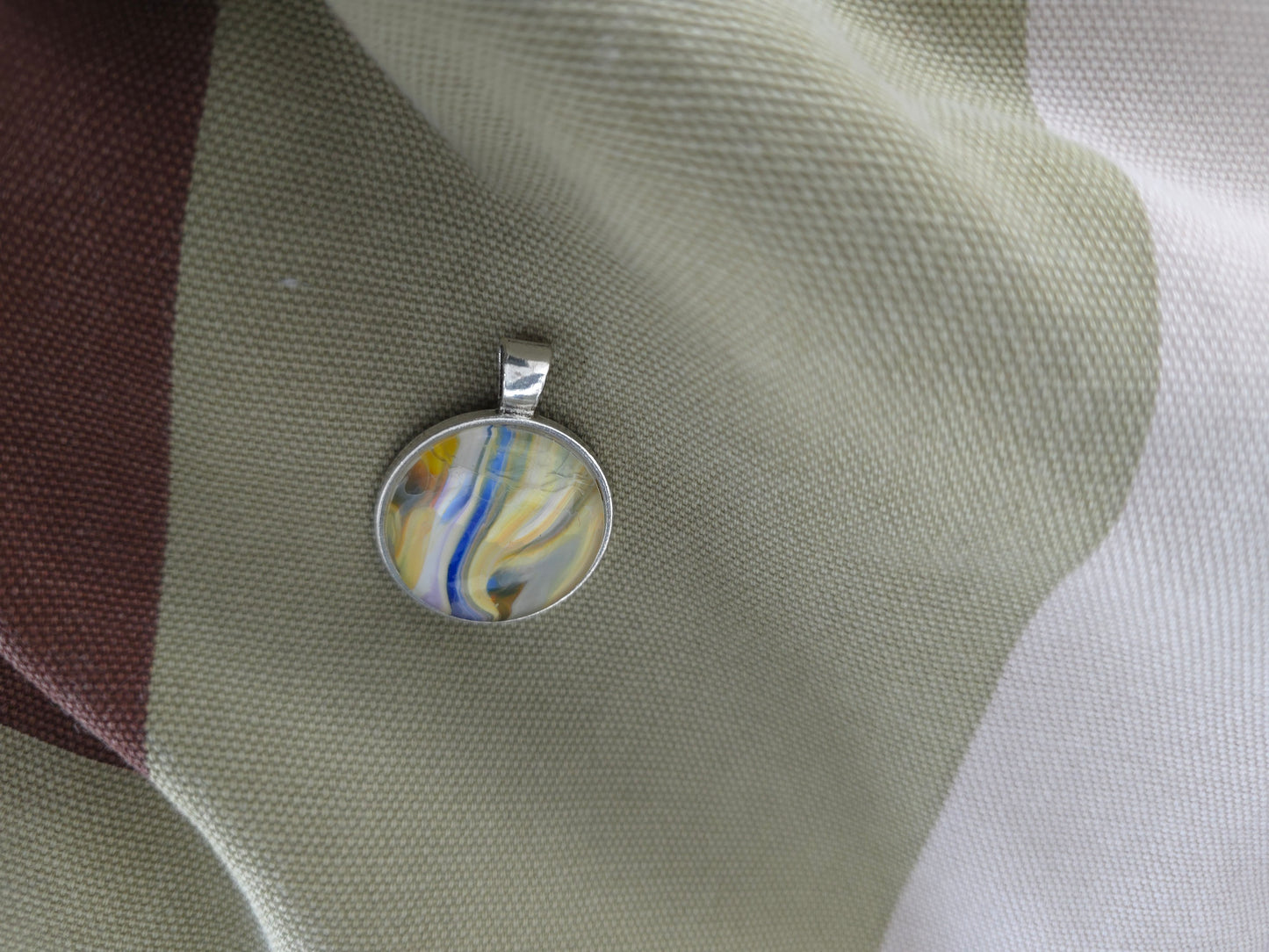 Unikat Acryl Anhänger Halskette Cabochon  Ø 25 mm