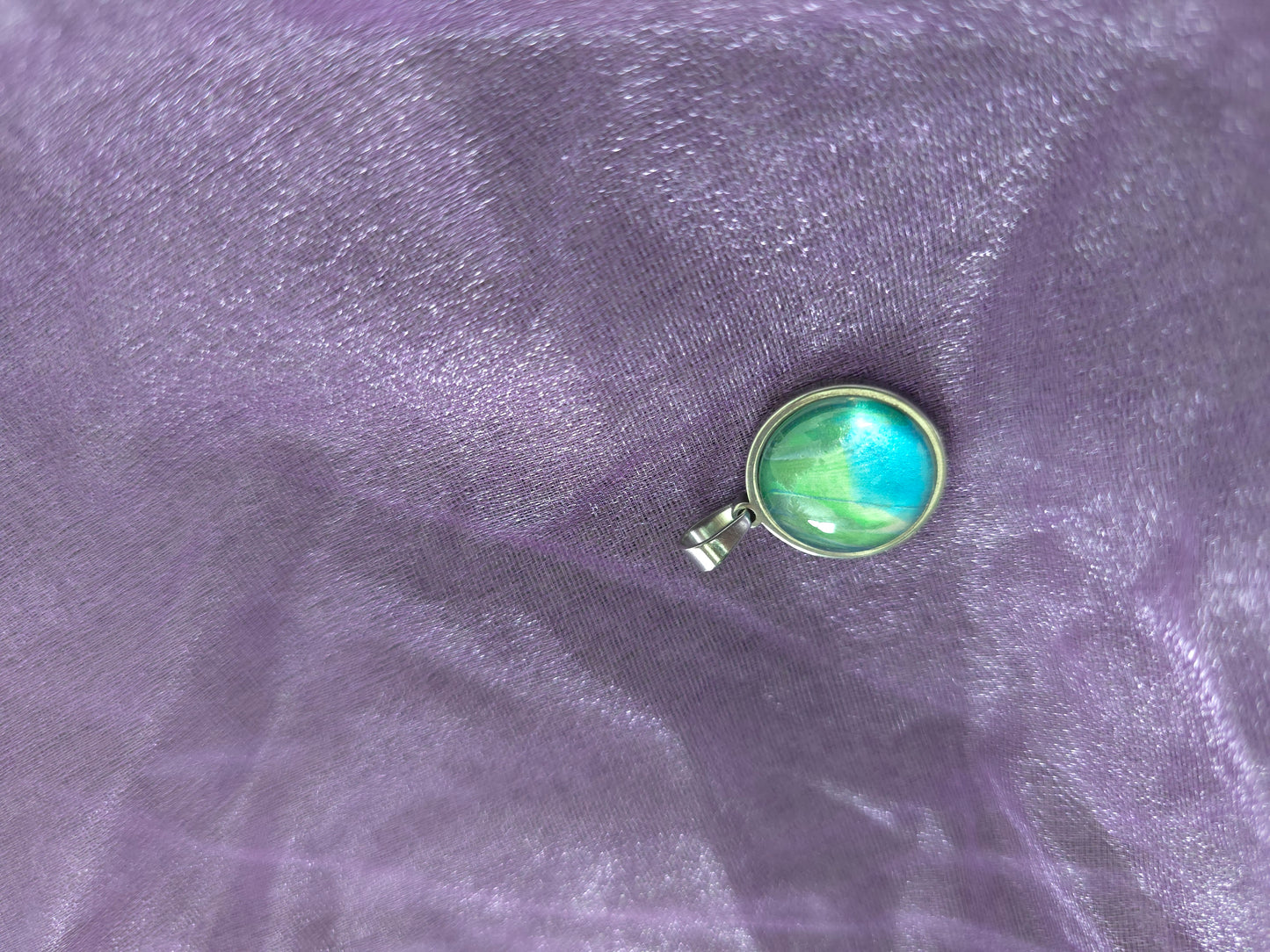 Unikat Acryl Anhänger Halskette Cabochon  Ø 18 mm