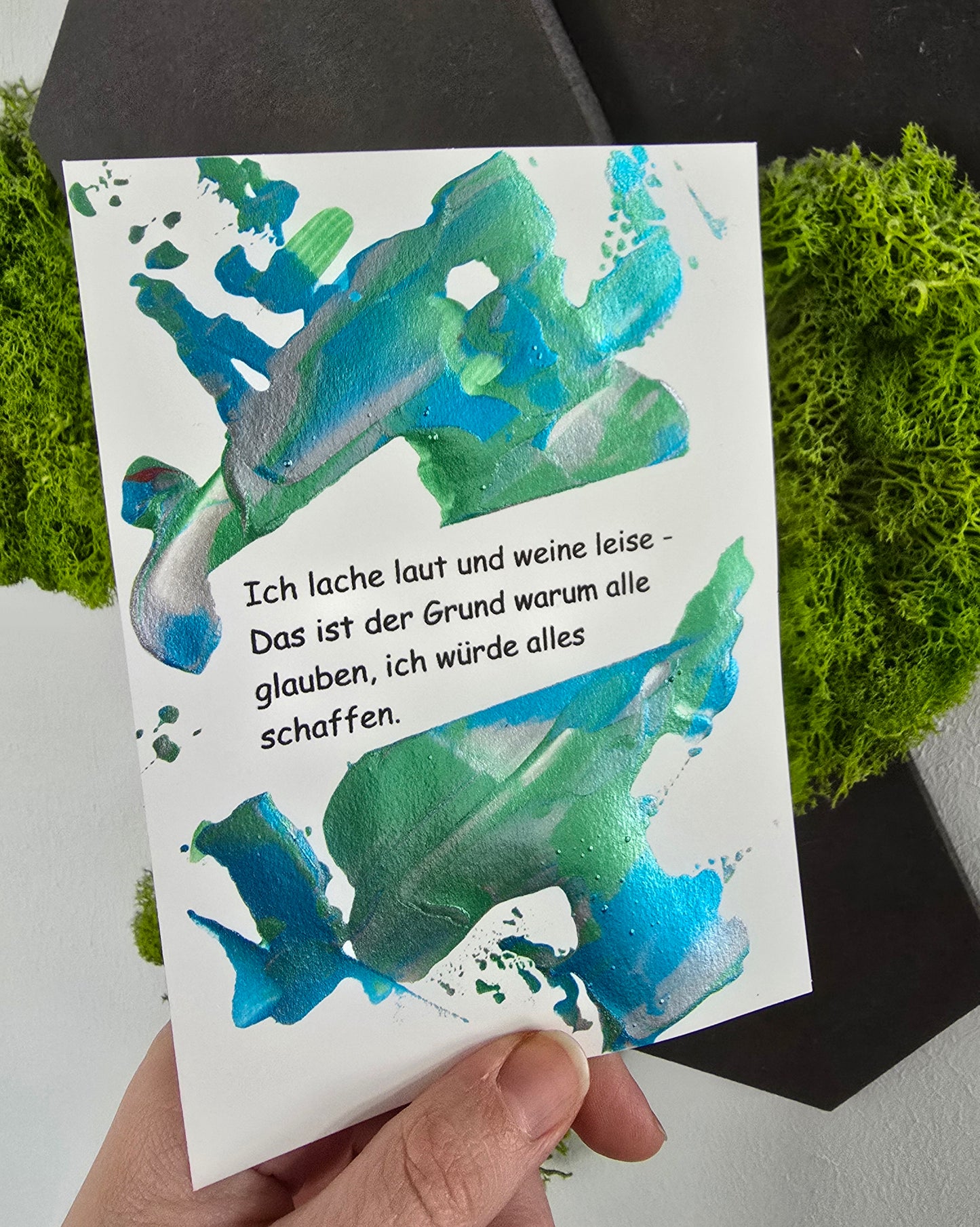 Postkarte Spruchkarte "Ich lache laut und weine leise"