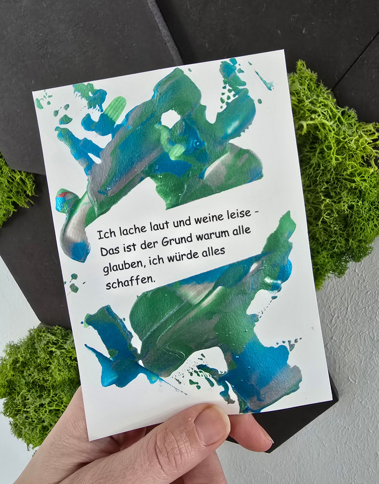 Postkarte Spruchkarte "Ich lache laut und weine leise"