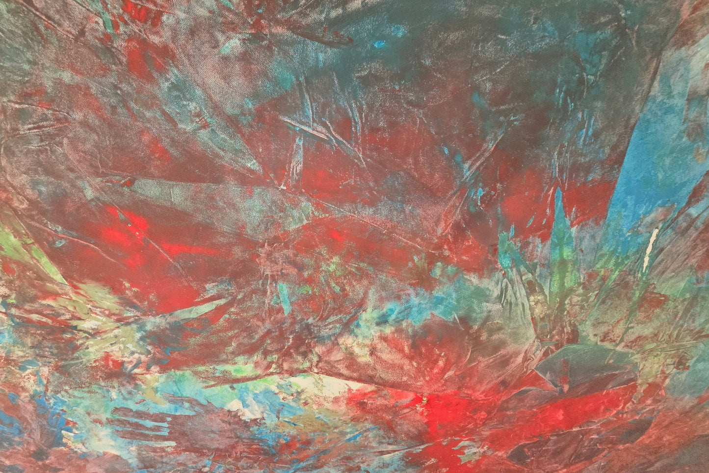 Leinwand Wandbild Acryl Aryclleinwand "love from green to blue to red"