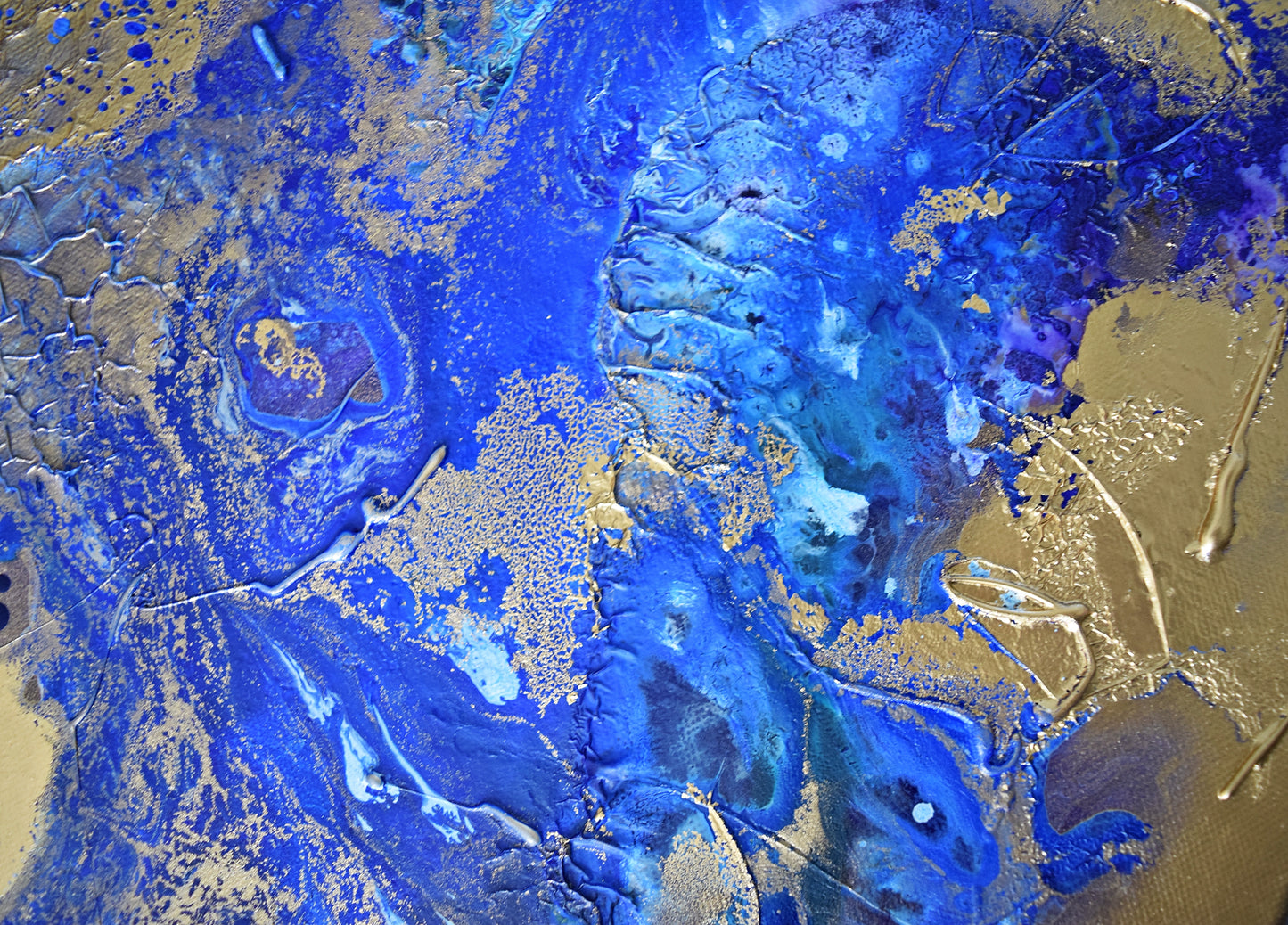 Leinwand Wandbild Acryl Aryclleinwand "Moon Night" mit Goldverzierung