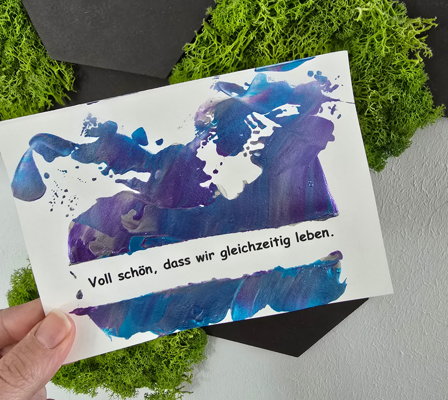 Postkarte Spruchkarte "Voll schön, dass wir gleichzeitig leben"