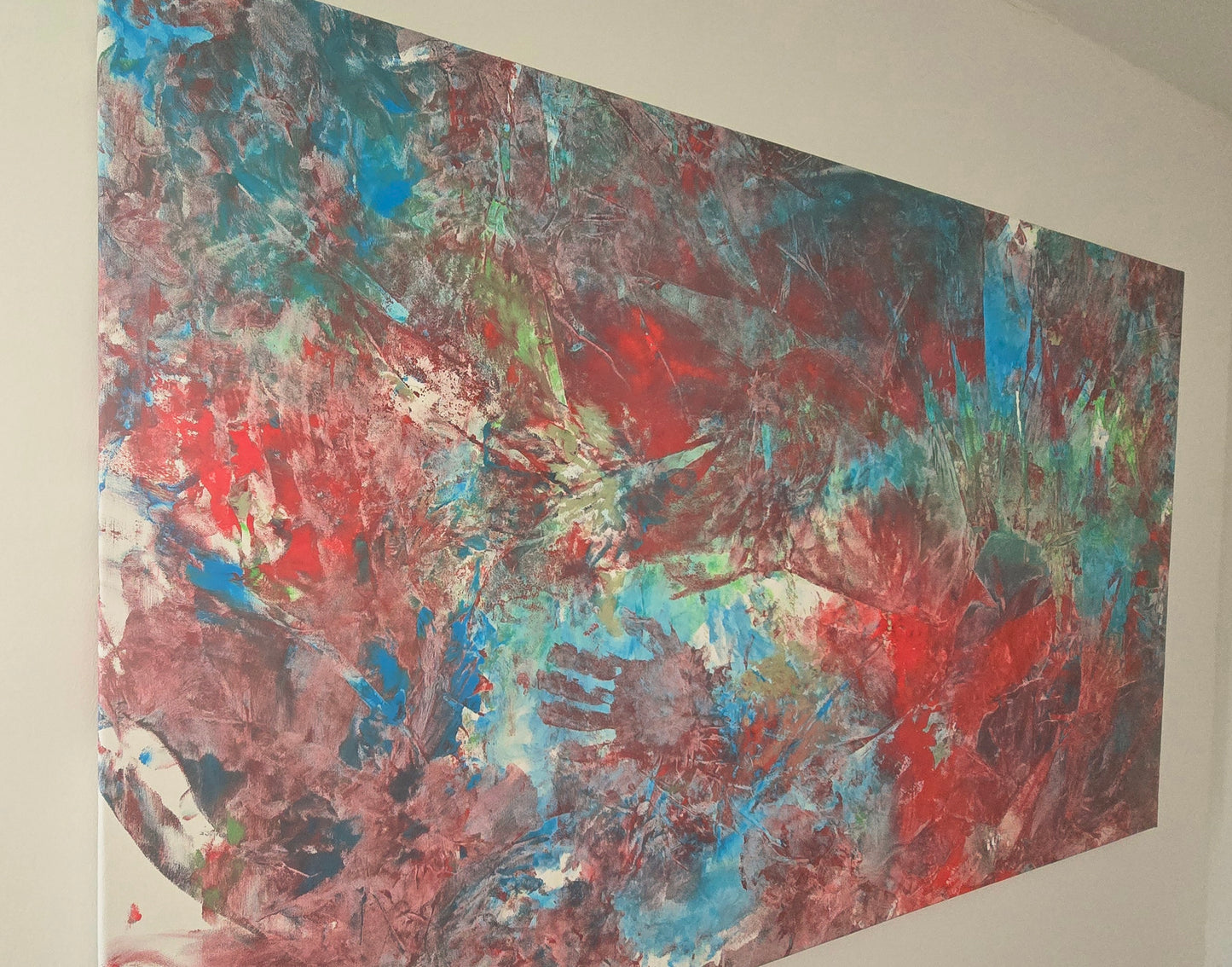 Leinwand Wandbild Acryl Aryclleinwand "love from green to blue to red"