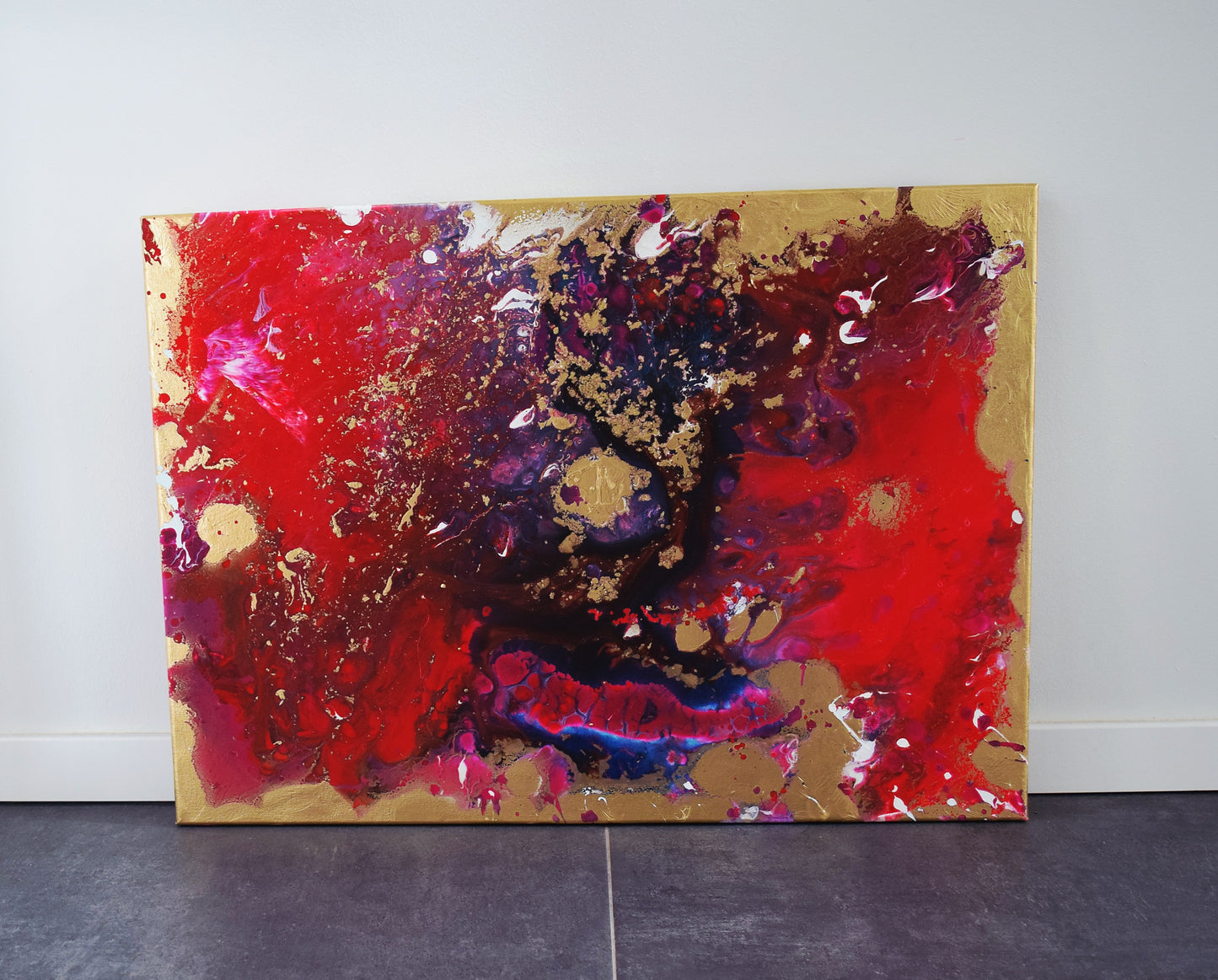 Leinwand Wandbild Acryl Aryclleinwand "New Love" mit Goldverzierung