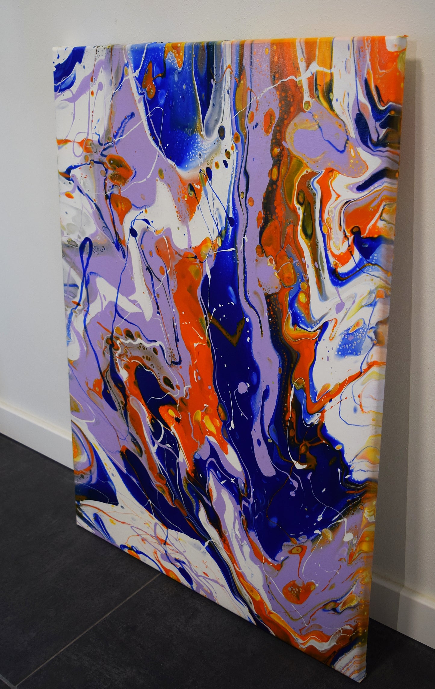 Leinwand Wandbild Acryl Arcylpouring Aryclleinwand "Magical Summer Pansies"