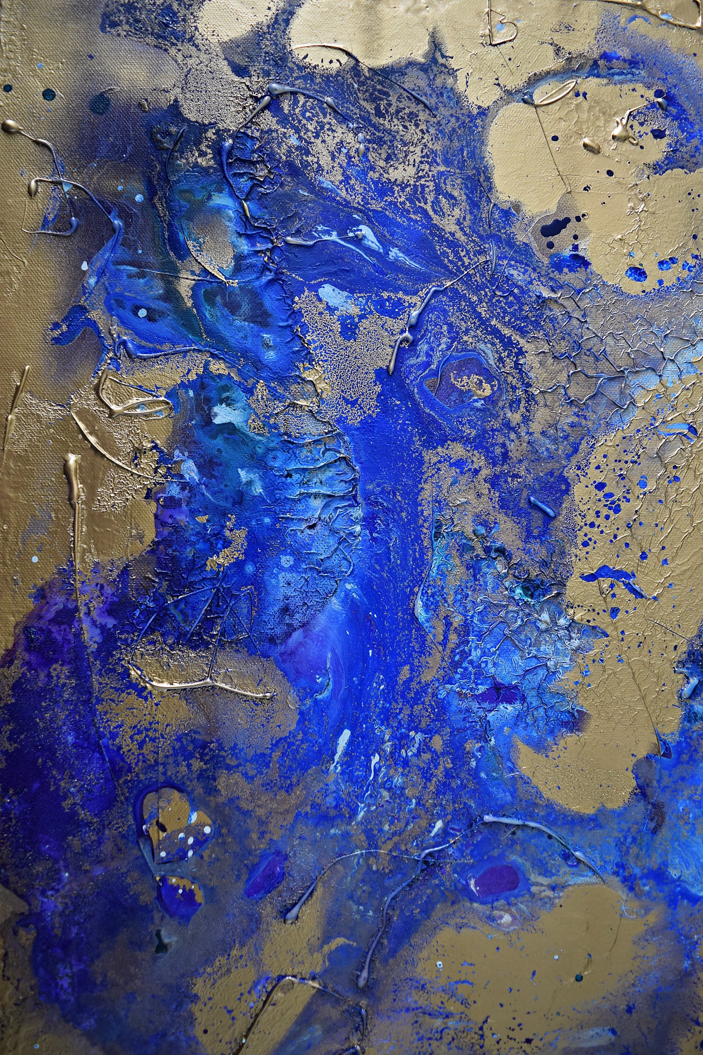 Leinwand Wandbild Acryl Aryclleinwand "Moon Night" mit Goldverzierung